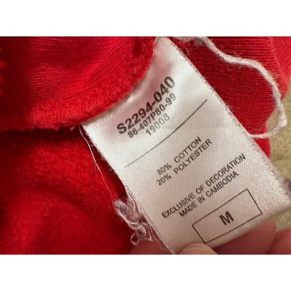 Vintage Champion Reverse Weave Half-Zip Red Hoodie Chain-Stitched Script Logo M - Picture 7 of 14